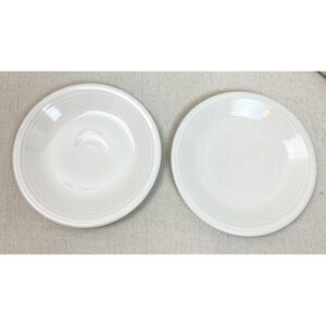 Pair Fiestaware White Salad Dessert Plates Fiesta 7 1/4" HLC USA